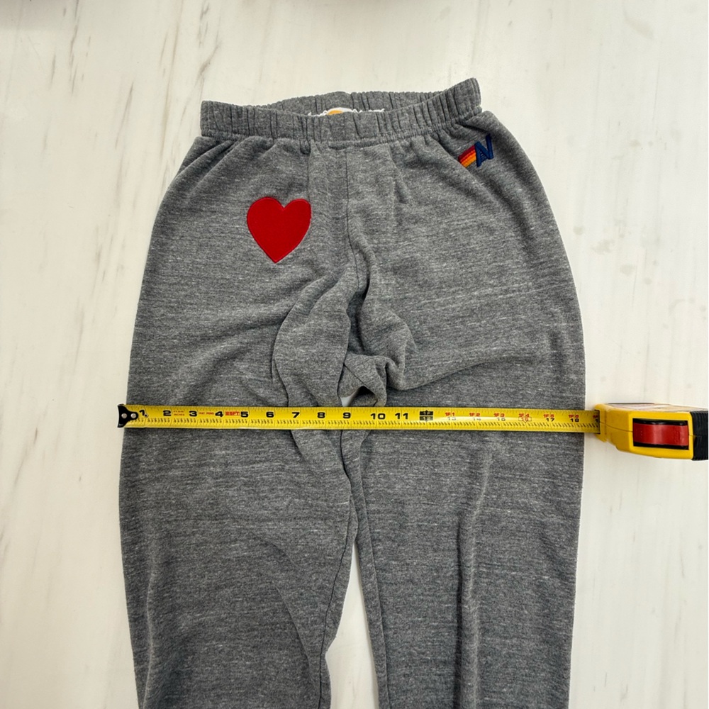 Aviator Nation Gray Joggers with Red Heart Women’s SMALL - Picture 2 of 6
